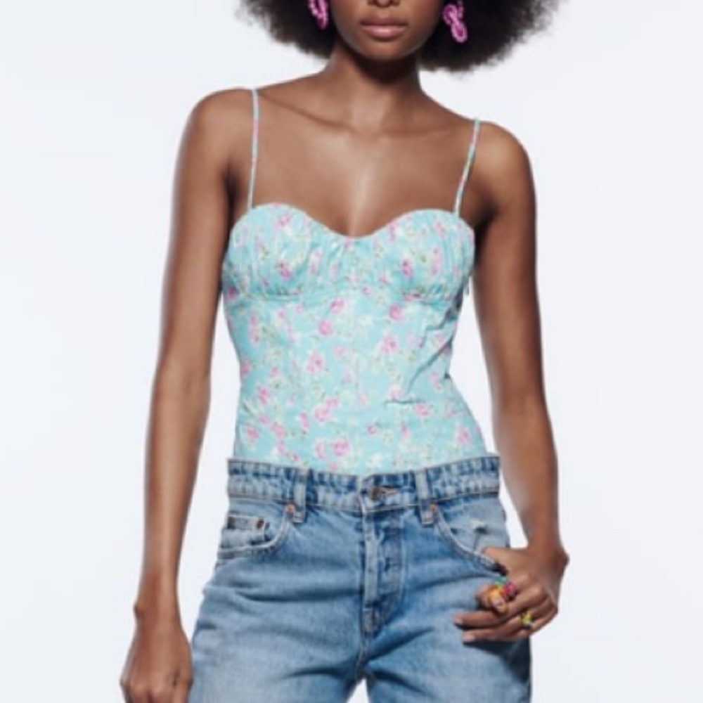 NWT Zara floral corset bodysuit